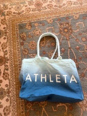 Athleta Ombre Light Blue to Deep Blue Canvas Tote